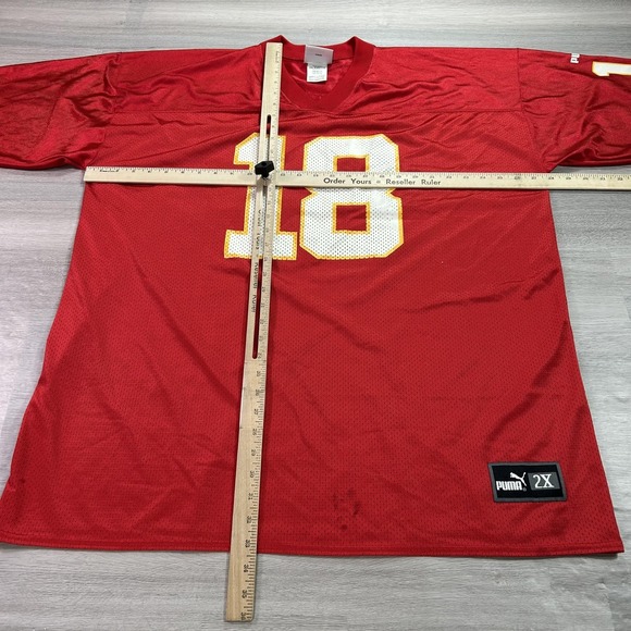 VINTAGE Kansas City Chiefs Elvis Grbac 18 Jersey Mens 2XL Red NFL Football Puma - Picture 8 of 15